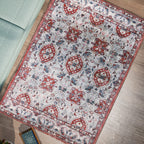 Hand Made 100% Cotton Digital Printed Rug (Size 180x120 cm) - Red - White
