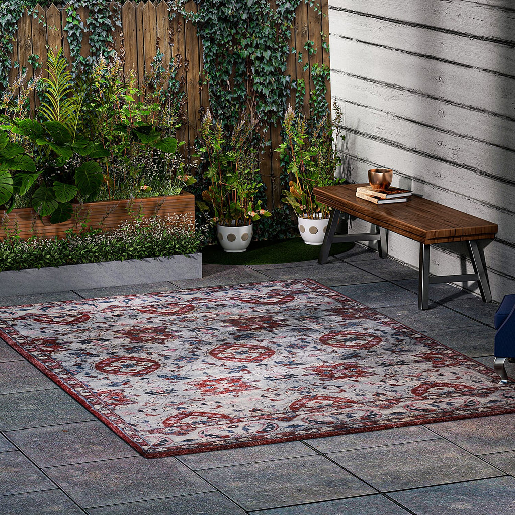 Hand Made 100% Cotton Digital Printed Rug (Size 180x120 cm) - Red - White