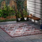 Hand Made 100% Cotton Digital Printed Rug (Size 180x120 cm) - Red - White