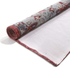 Hand Made 100% Cotton Digital Printed Rug (Size 180x120 cm) - Red - White
