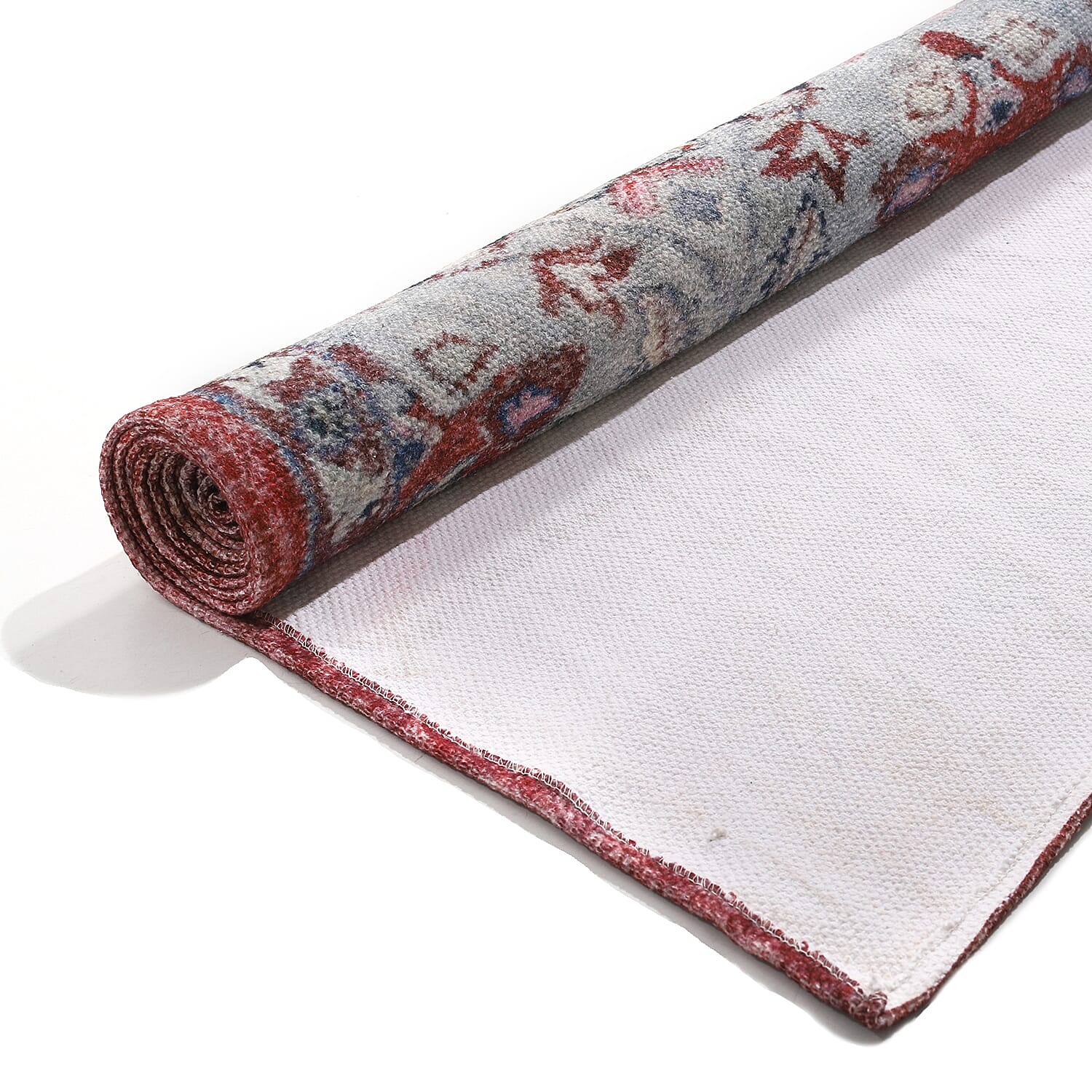 Hand Made 100% Cotton Rug (Size 180x120 cm) - Red &amp; White 7211130 8