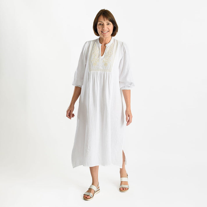 TAMSY Embroidered 3-4 Sleeves Midi Dress 7489869 1