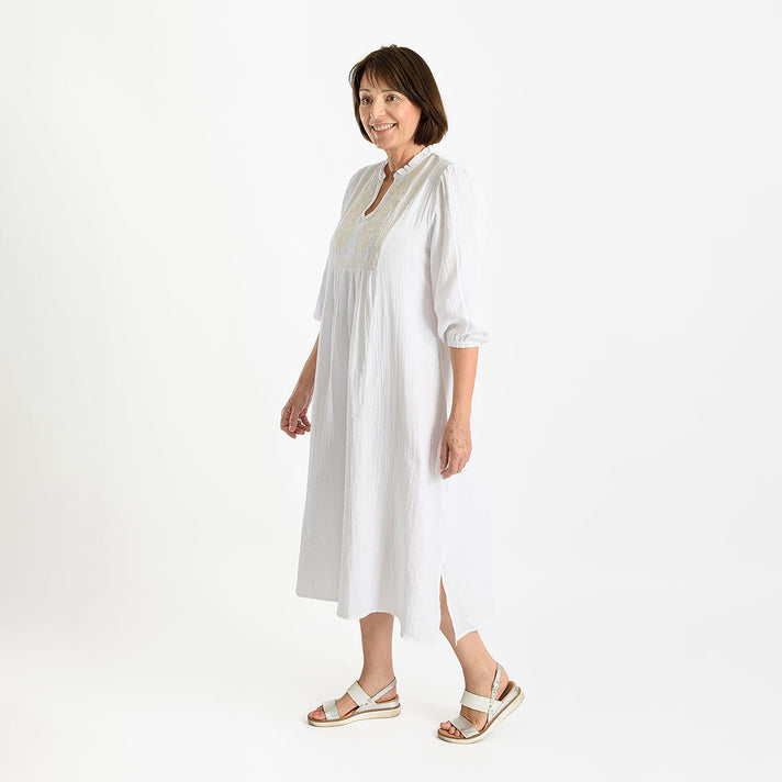 TAMSY Embroidered 3-4 Sleeves Midi Dress 7489869 2