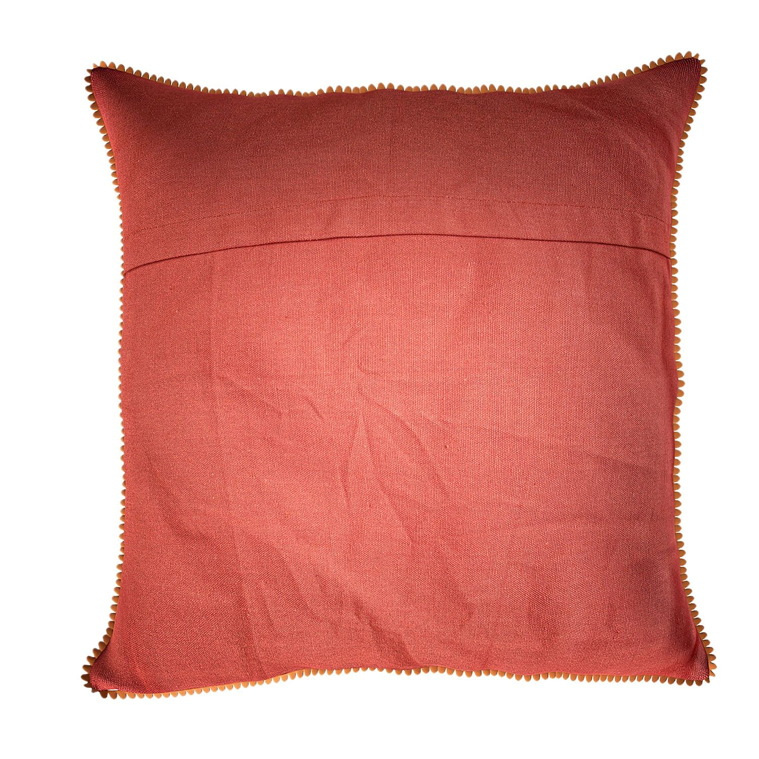 Cotton Flower Embroidered Cushion Cover (Size 45x45 Cm) - Peach 8961522 4