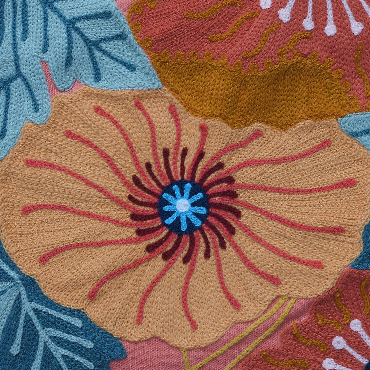 Cotton Flower Embroidered Cushion Cover (Size 45x45 Cm) - Peach 8961522 6