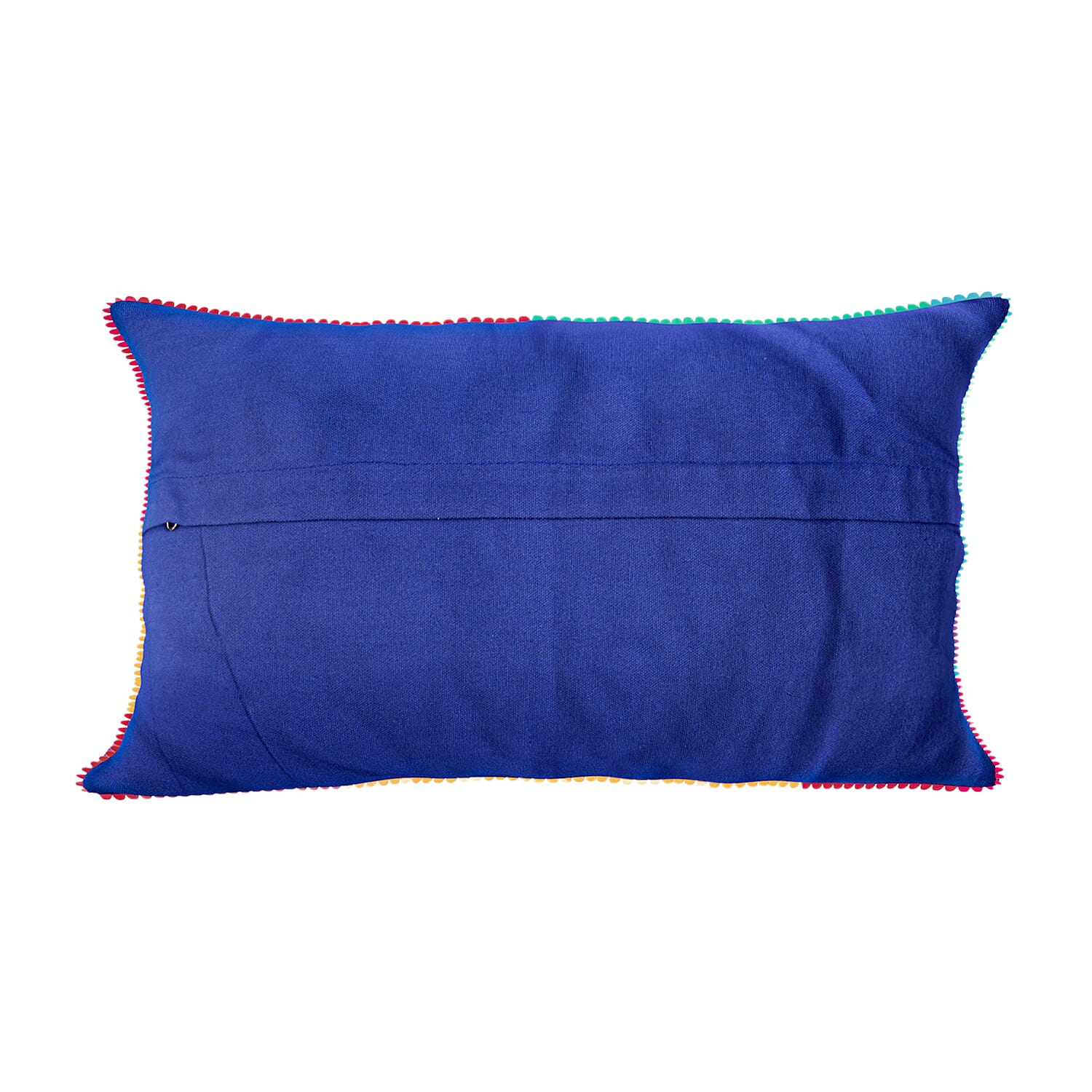 Cotton Flower Embroidered Lumber Cushion Cover (Size 50x30 Cm) - Blue &amp; Multi 8961608 11