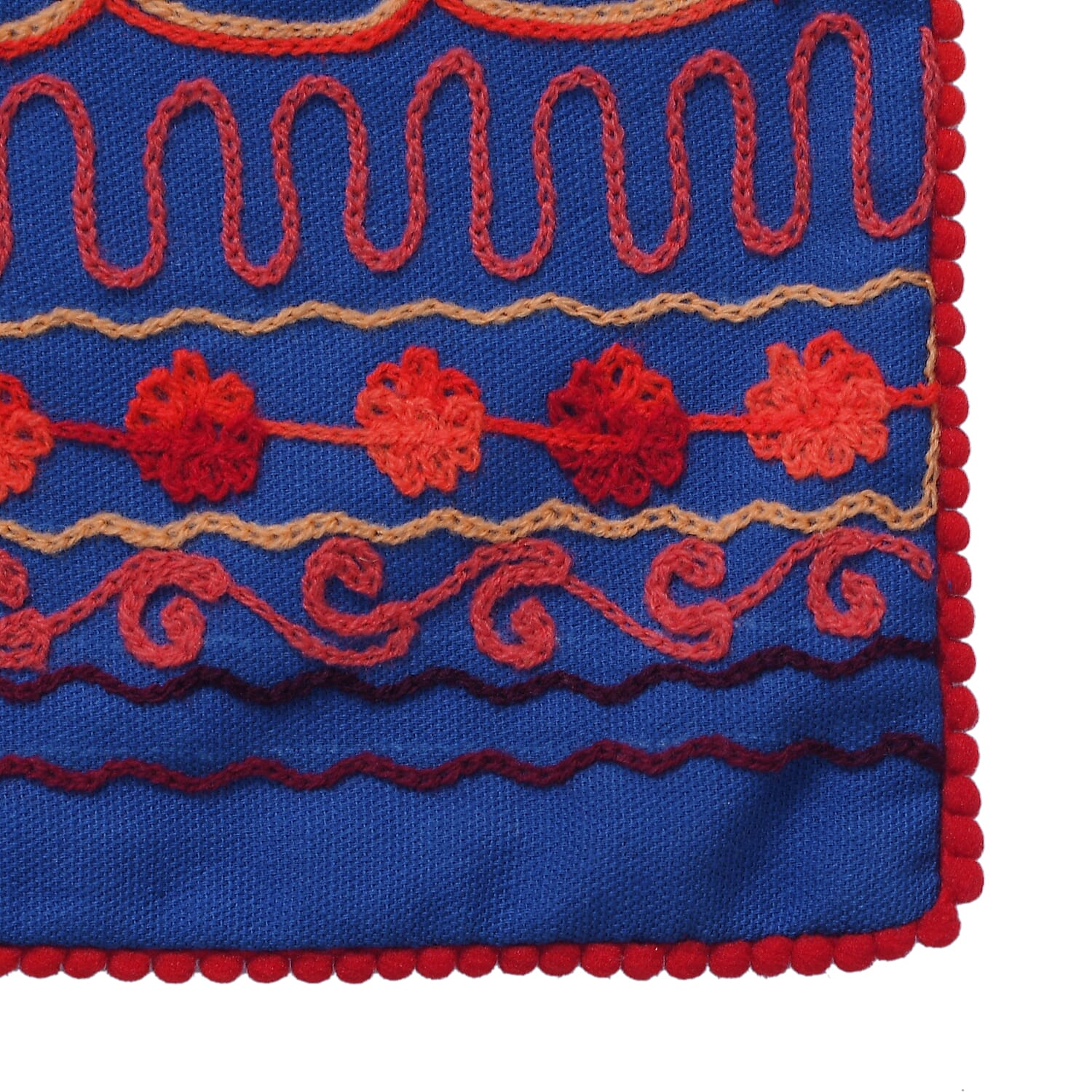 Cotton Flower Embroidered Lumber Cushion Cover (Size 50x30 Cm) - Blue &amp; Multi 8961608 12