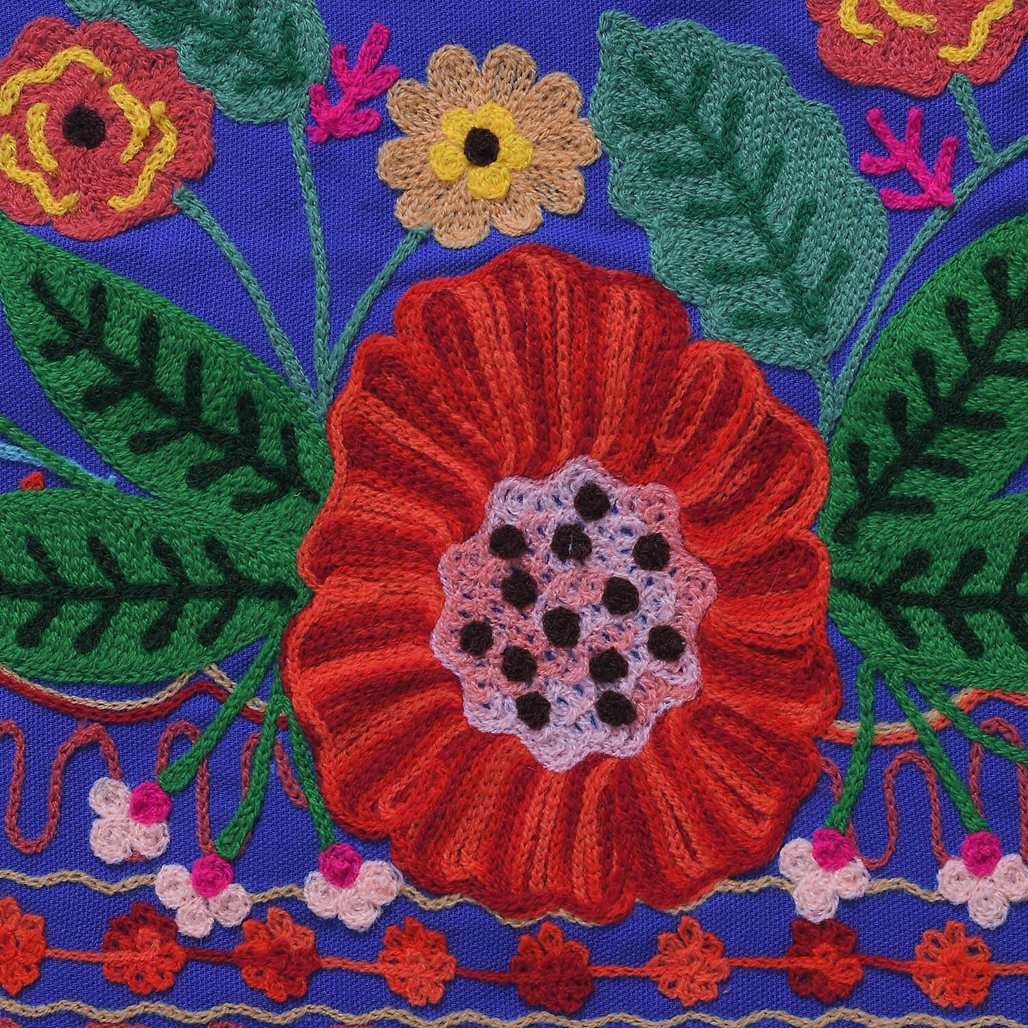 Cotton Flower Embroidered Lumber Cushion Cover (Size 50x30 Cm) - Blue &amp; Multi 8961608 13