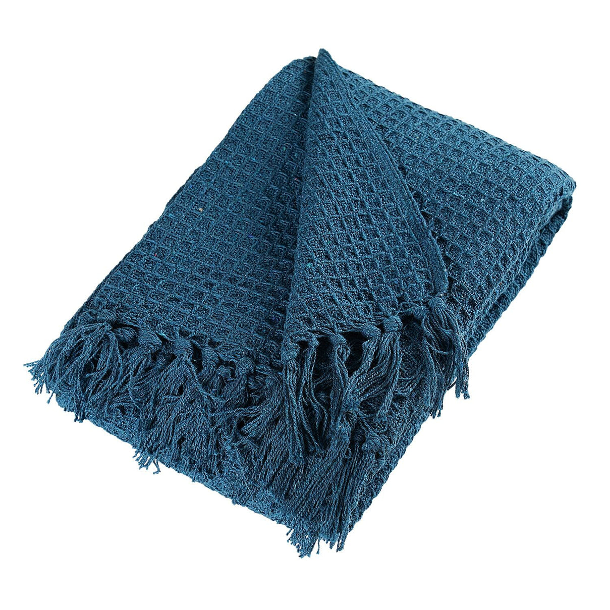 Cotton Honeycomb Throw Blanket (Size 131x120 Cm) - Navy 8857752 3