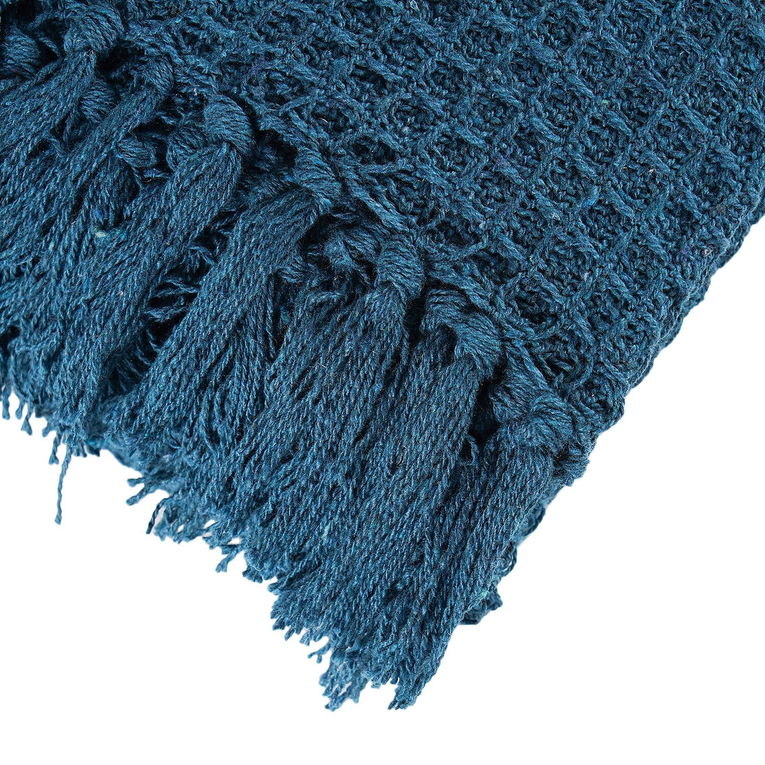 Cotton Honeycomb Throw Blanket (Size 131x120 Cm) - Navy 8857752 4