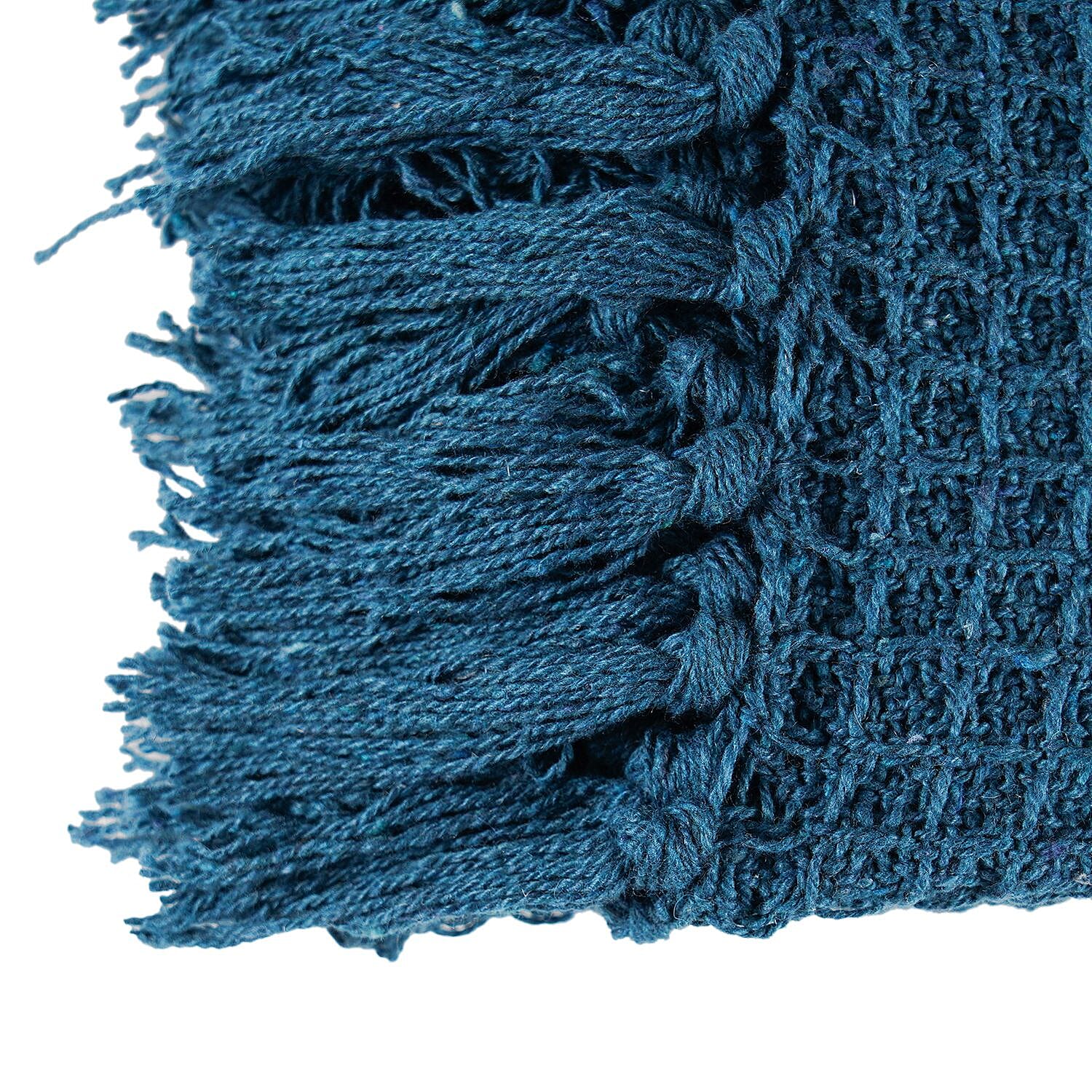 Cotton Honeycomb Throw Blanket (Size 131x120 Cm) - Navy 8857752 5