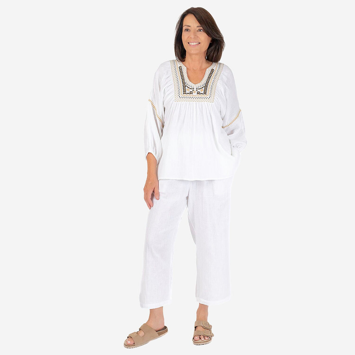 TAMSY Pure Cotton Elasticated Waist Cropped Trouser 7687712 0