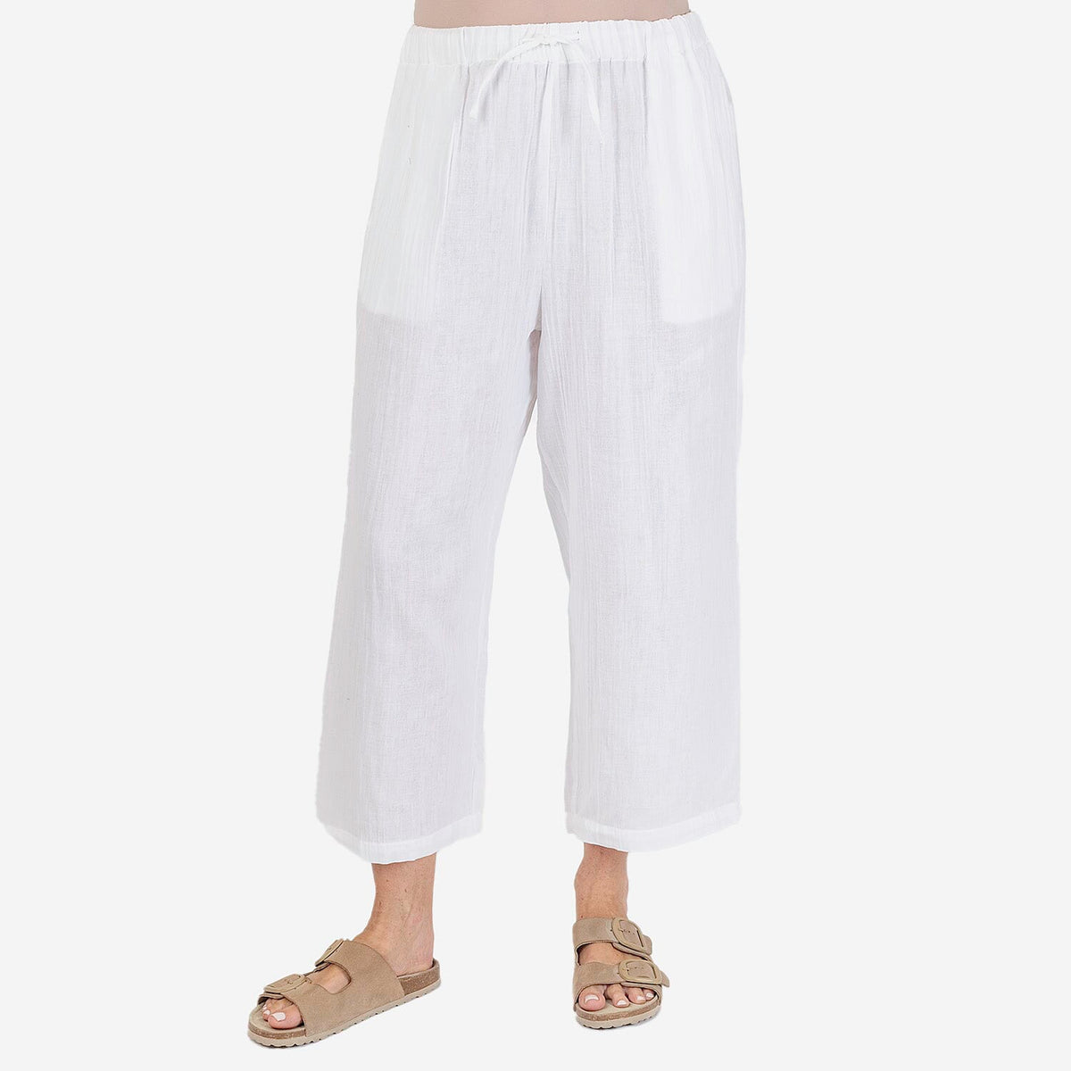 TAMSY Pure Cotton Elasticated Waist Cropped Trouser 7687712 1