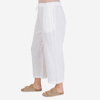 100% Cotton Tamsy Cotton Cropped Trouser Size L (16-18)- White