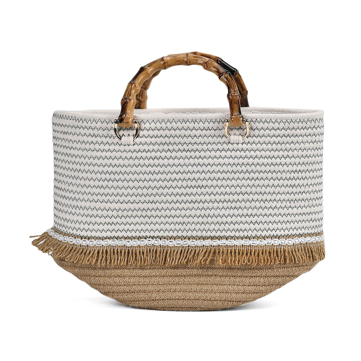 100% Cotton Knitted Summer Picnic Bag - Green 7688613 0