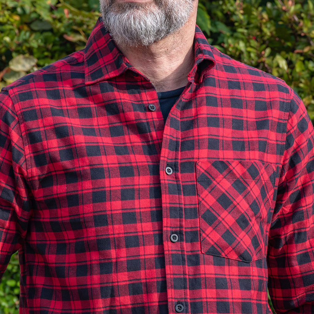 Bellfield 100% Cotton Button Through Flannel Check Shirt (Size L) - Red