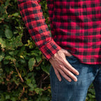Bellfield 100% Cotton Button Through Flannel Check Shirt (Size L) - Red