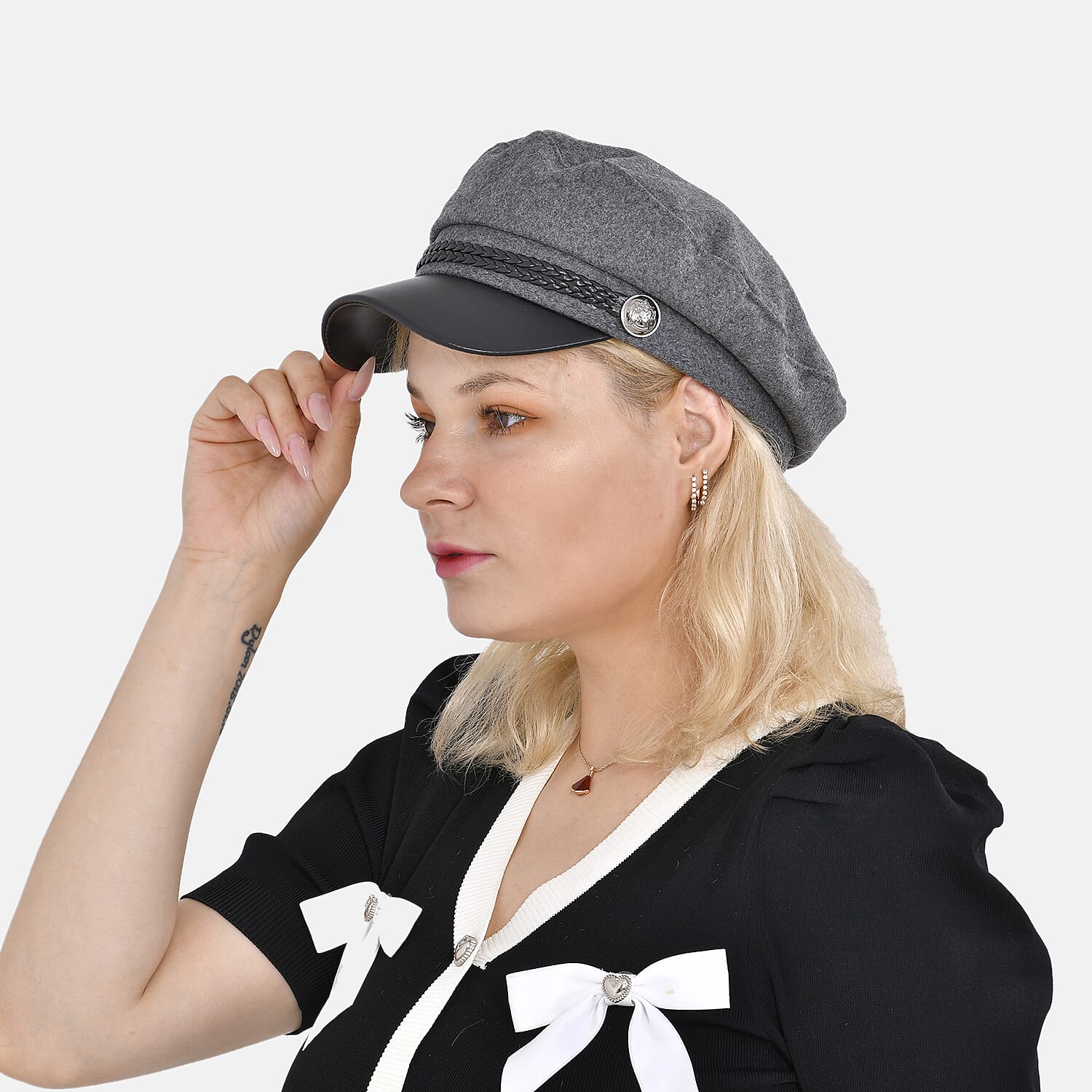 Classic Baker Boy Bretan Hat - Grey V32512813 3
