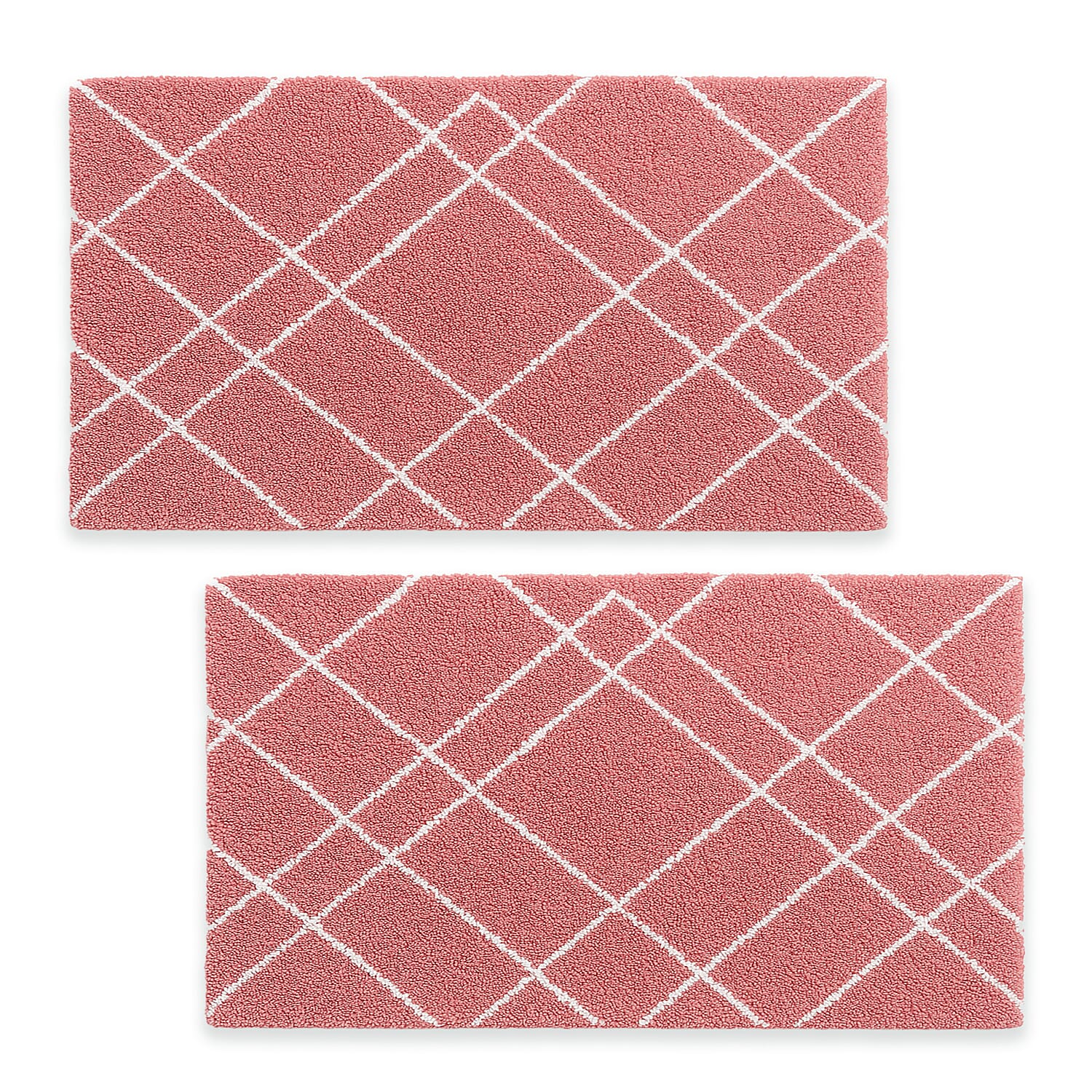 Pack of 2 - Cotton Patterned Mats (Size 45x84 cm) - Pink 8070331 0