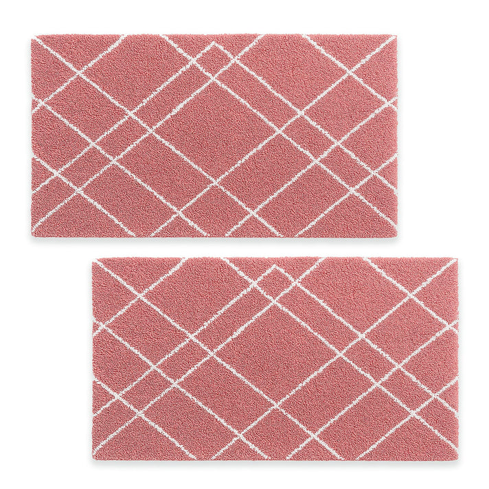 Pack of 2 - Cotton Patterned Mats (Size 45x84 cm) - Pink 8070331 1