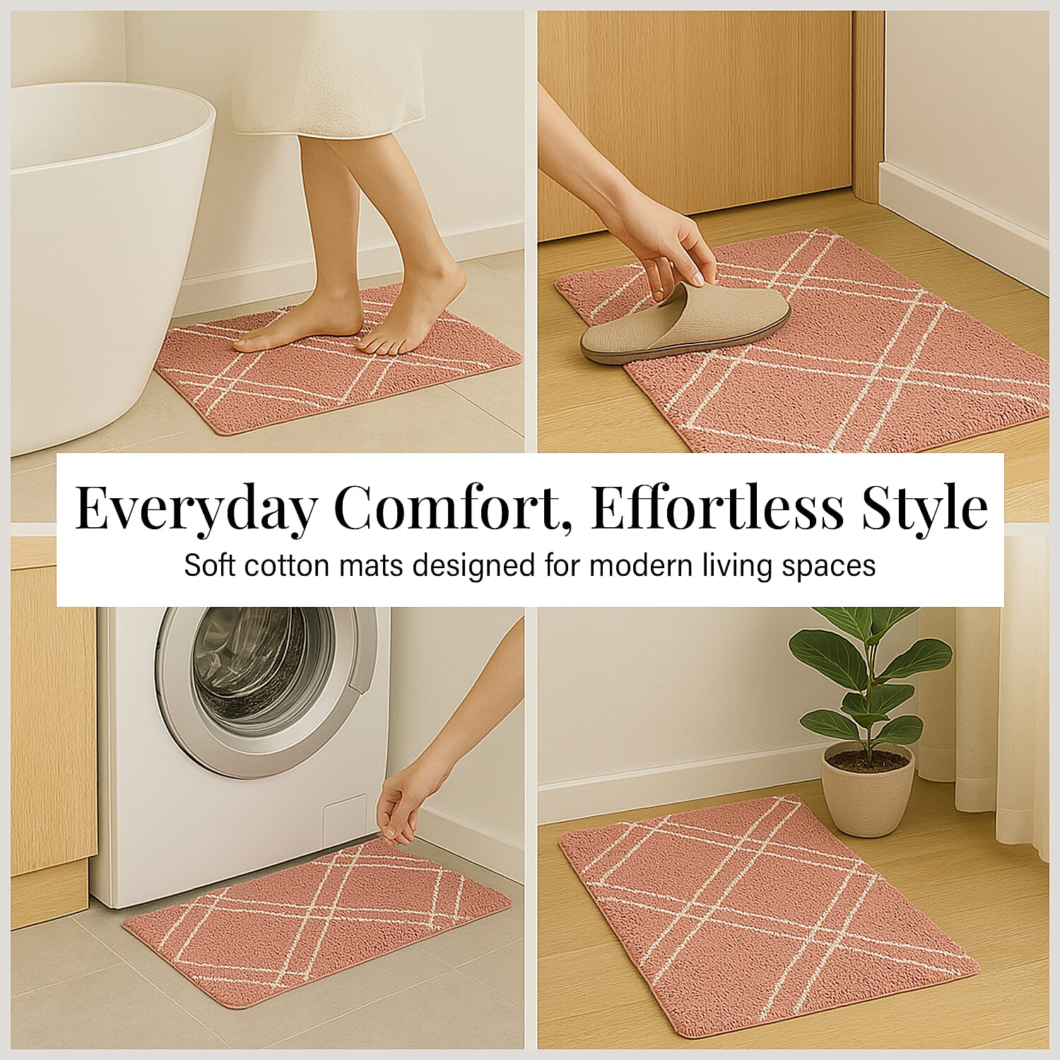Pack of 2 - Cotton Patterned Mats (Size 45x84 cm) - Pink 8070331 3