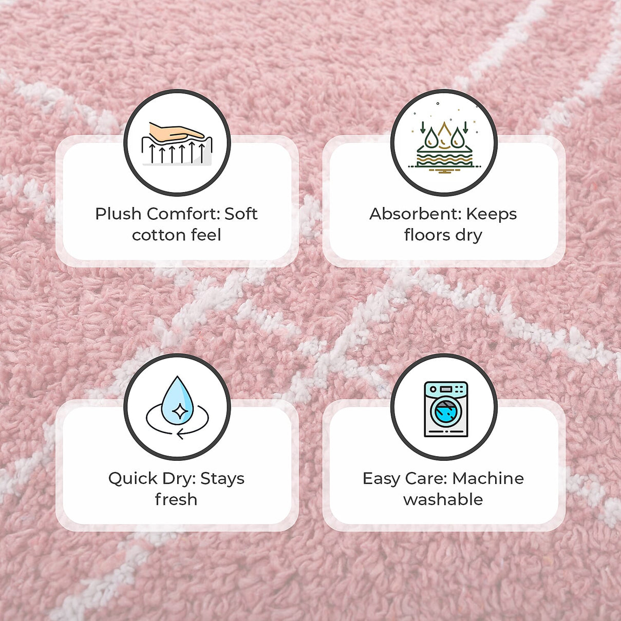 Pack of 2 - Cotton Patterned Mats (Size 45x84 cm) - Pink 8070331 5