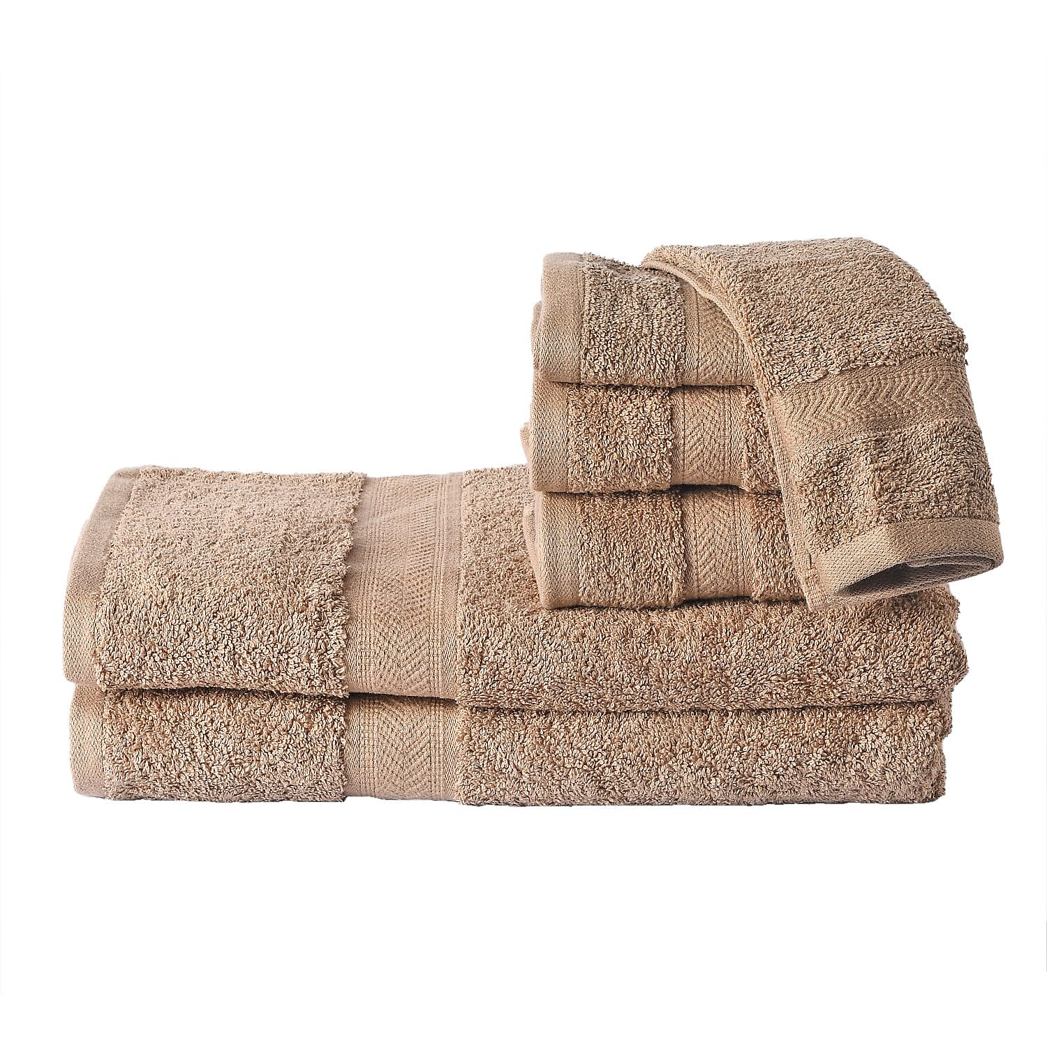 Set of 6 - 100% Cotton Towels - Each of 2 Pieces (Face - 30cm , Hand- 60x40cm , Bath - 140x70cm) - Brown 7576635 0