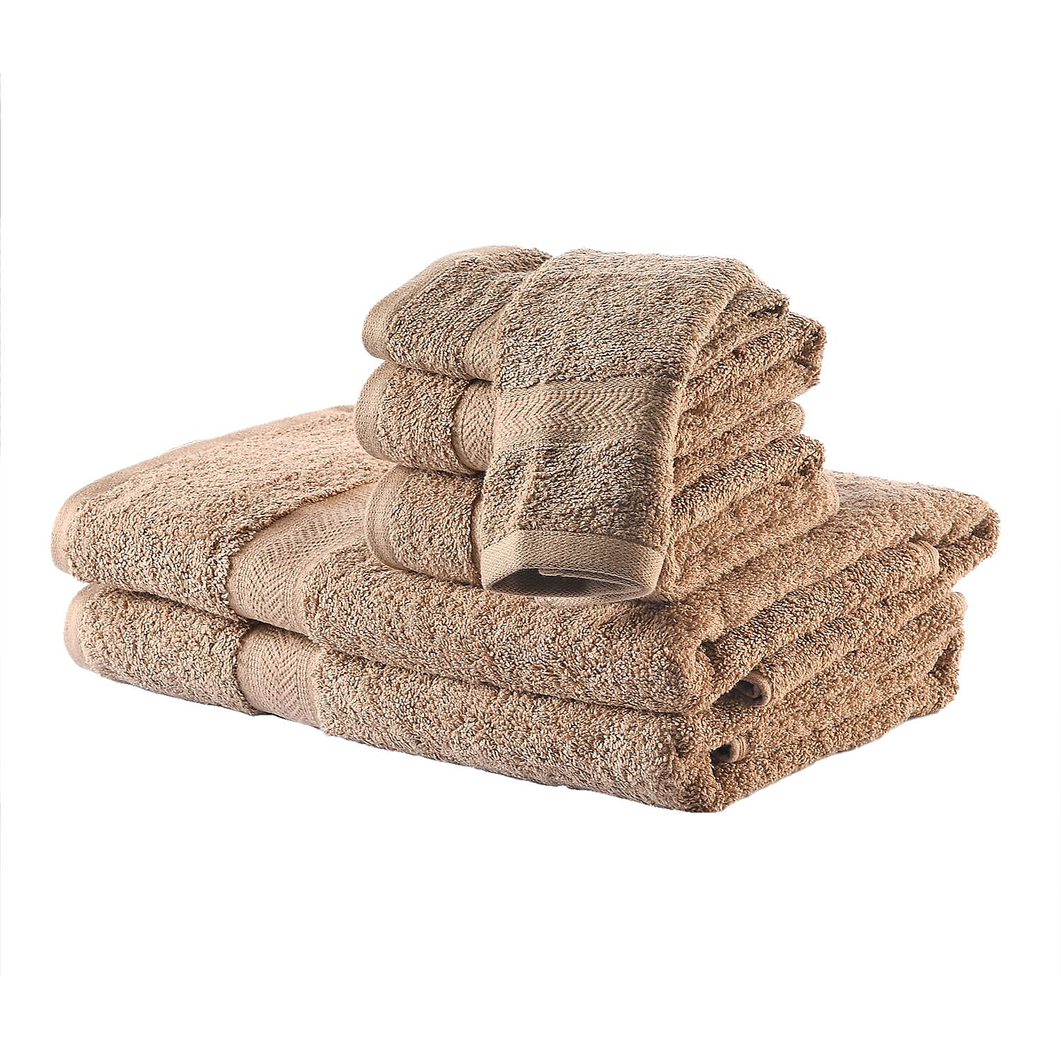 Set of 6 - 100% Cotton Towels - Each of 2 Pieces (Face - 30cm , Hand- 60x40cm , Bath - 140x70cm) - Brown 7576635 2