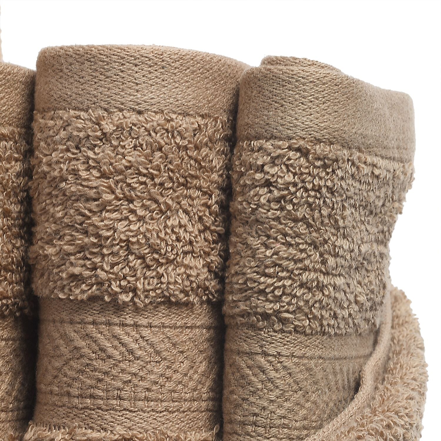 Set of 6 - 100% Cotton Towels - Each of 2 Pieces (Face - 30cm , Hand- 60x40cm , Bath - 140x70cm) - Brown 7576635 7
