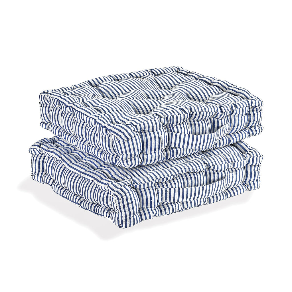 Livmore Set of 2 Cotton Tufted Square Garden Cushions (40 x 40cm) - Blue