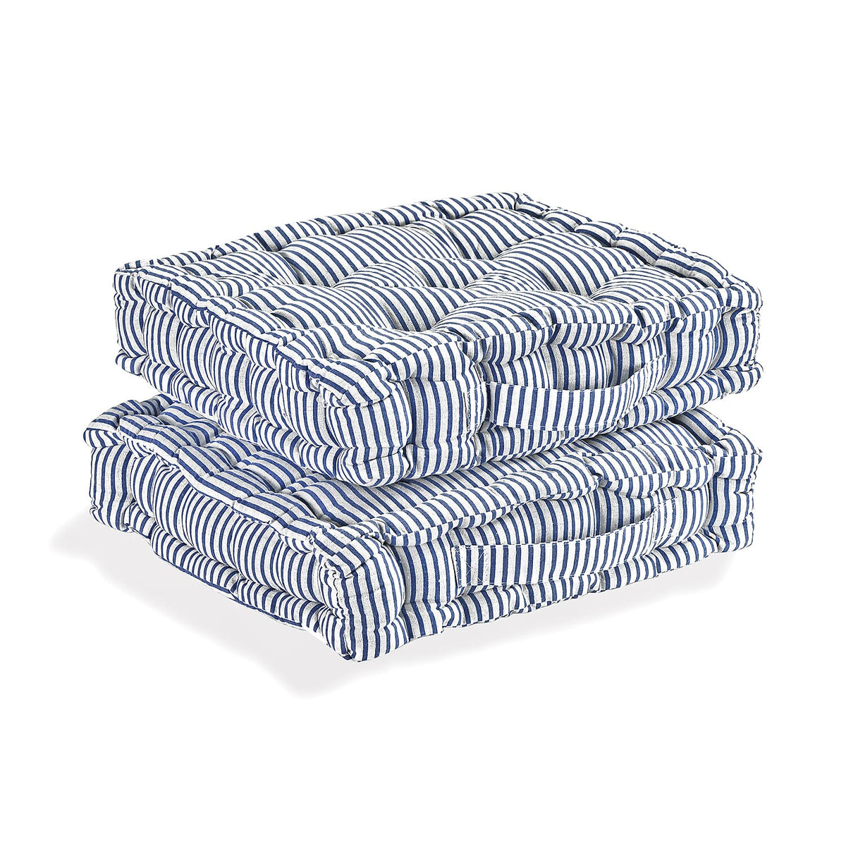 Livmore Set of 2 Cotton Tufted Square Garden Cushions (40 x 40cm) - Blue 8252953 0