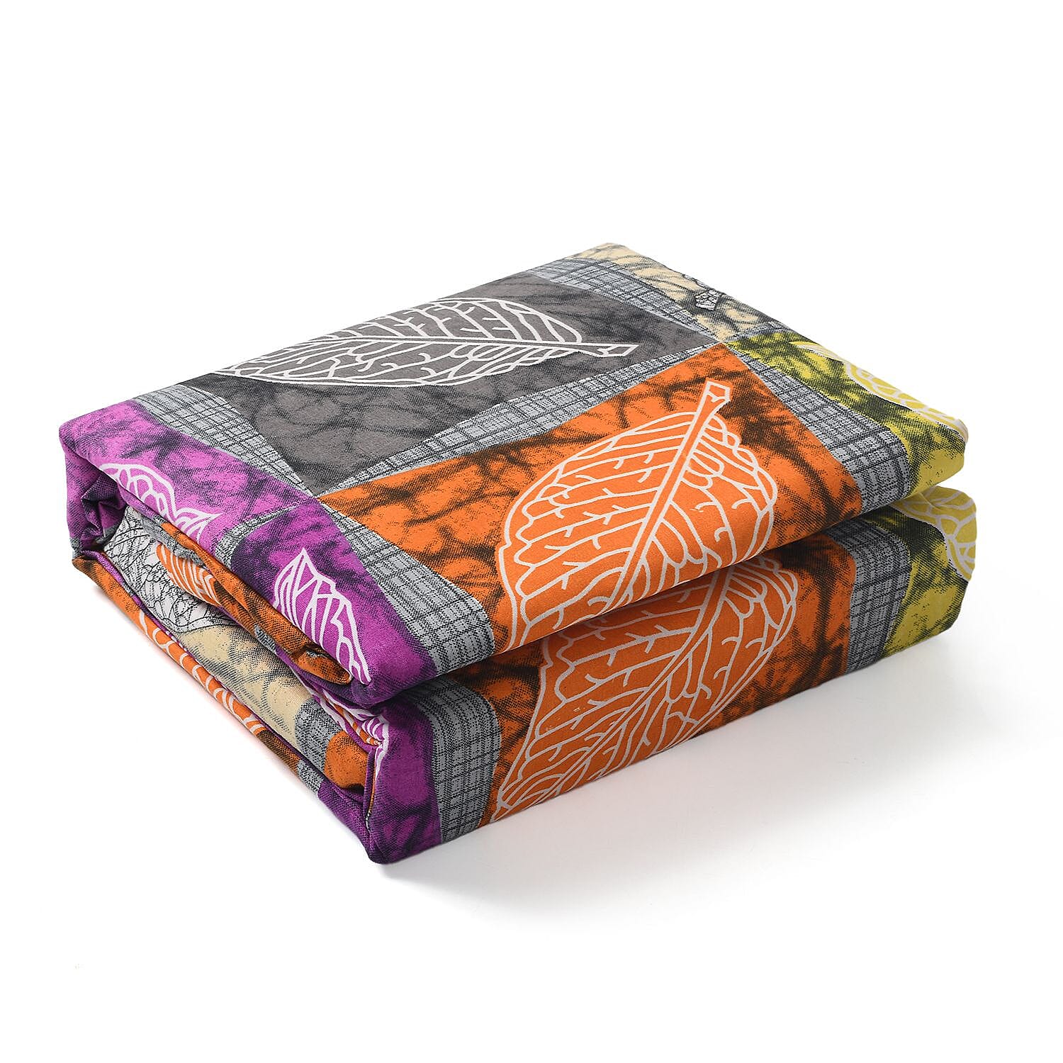 Set of 4 - Microfibre Printed Fitted Sheet, Duvet Cover &amp; 2 Pillow Cases (Double Size, 200x200 cm) - Multi 7532798 6