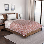 Cotton Printed Throw Blanket (Size 150x1 cm) - Red & White