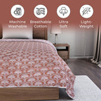Cotton Printed Throw Blanket (Size 150x1 cm) - Red & White