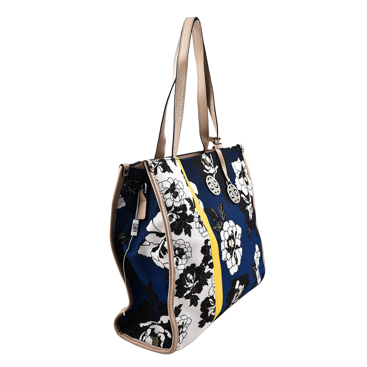 KTD by Kenzo Takada Leather and Cotton Canvas Floral Printed Tote Bag - Navy 7514927 1