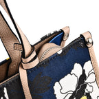 KTD by Kenzo Takada Leather and Cotton Canvas Floral Printed Tote Bag - Blue - White
