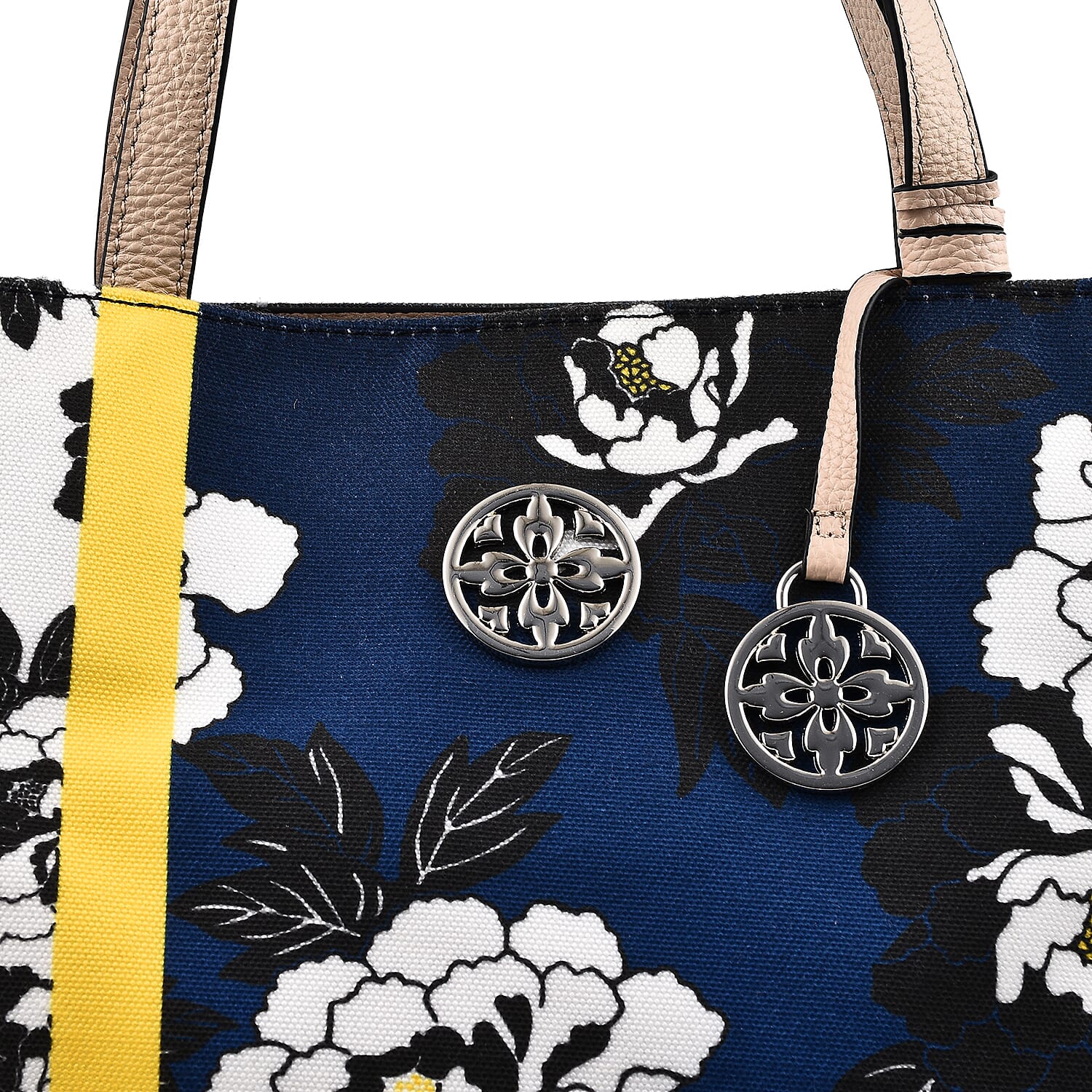 KTD by Kenzo Takada Leather and Cotton Canvas Floral Printed Tote Bag - Navy 7514927 5