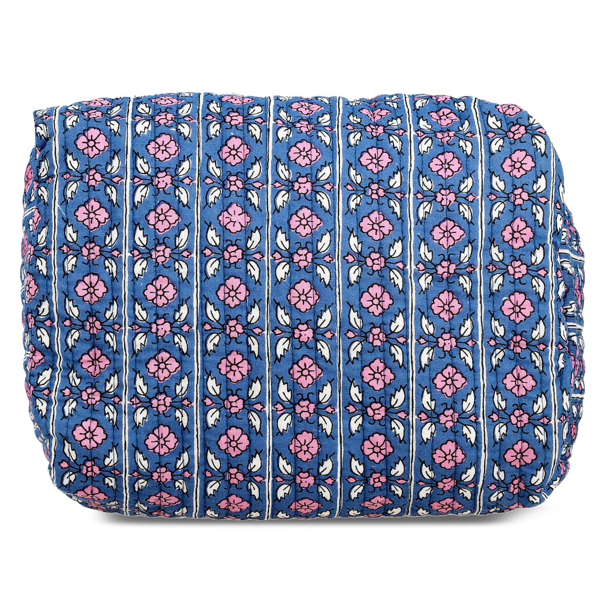 Set of 4- Floral Pattern Quilted Fabric Cosmetic Pouches - Navy &amp; Purple 8085540 3