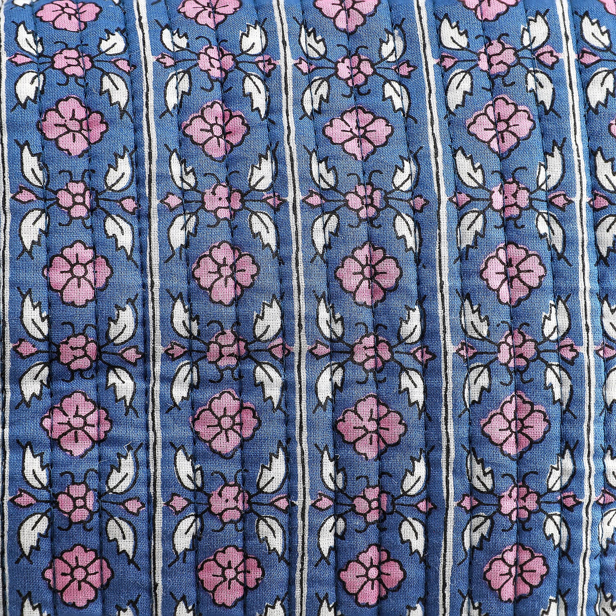 Set of 4- Floral Pattern Quilted Fabric Cosmetic Pouches - Navy &amp; Purple 8085540 6