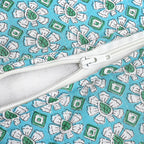 Cotton Hand - Block Floral Print Quilted Travel Duffel Bag - Turquoise Green & White