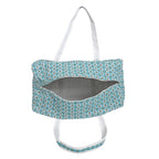 Cotton Hand - Block Floral Print Quilted Travel Duffel Bag - Turquoise Green & White