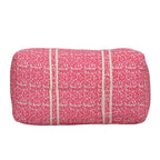 Quilted Fabric Abstract Floral Print Travel Duffel Bag - Pink & Cream