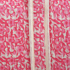 Quilted Fabric Abstract Floral Print Travel Duffel Bag - Pink & Cream