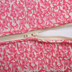 Quilted Fabric Abstract Floral Print Travel Duffel Bag - Pink & Cream
