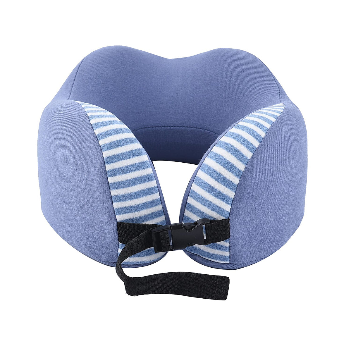 Cotton Roll-Up Light Weight Neck Pillow with Buckle Closure, Memory Foam for Neck Support and Comfort  - Blue 6343950 0