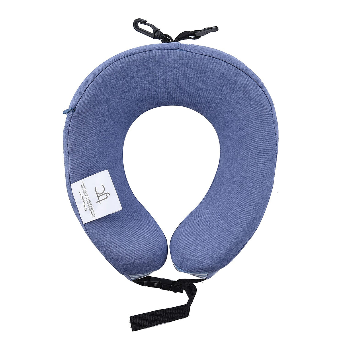 Cotton Roll-Up Light Weight Neck Pillow with Buckle Closure, Memory Foam for Neck Support and Comfort  - Blue 6343950 5