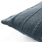 Solid Woven Cotton Slub Throw Blanket (218x152 cm) with Cushion Cover (Size 45x45 cm) - Blue