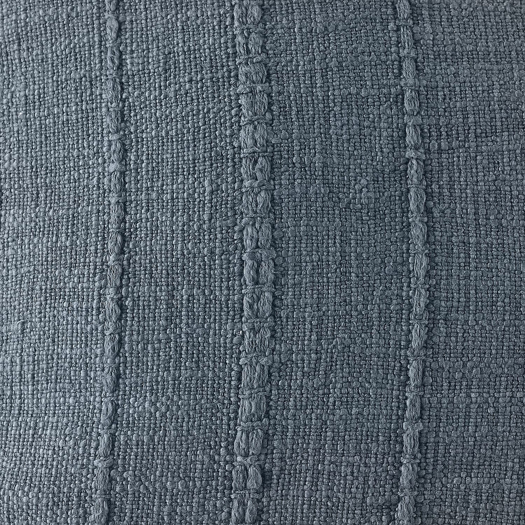 Solid Woven Cotton Slub Throw Blanket (218x152 cm) with Cushion Cover (Size 45x45 cm) - Blue