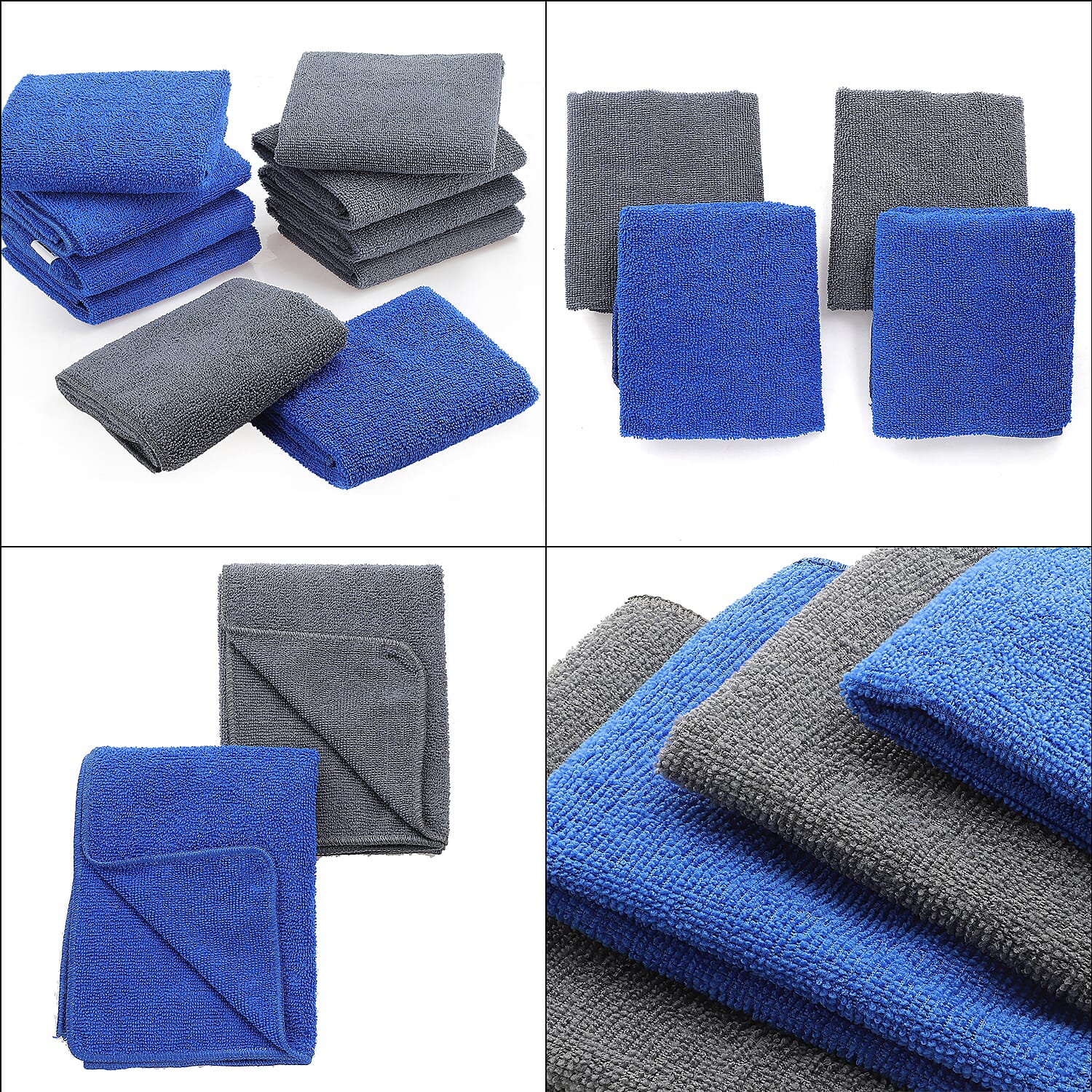 Set of 10 Micro Terry Dish Cloth - Blue and Grey 7663177 9