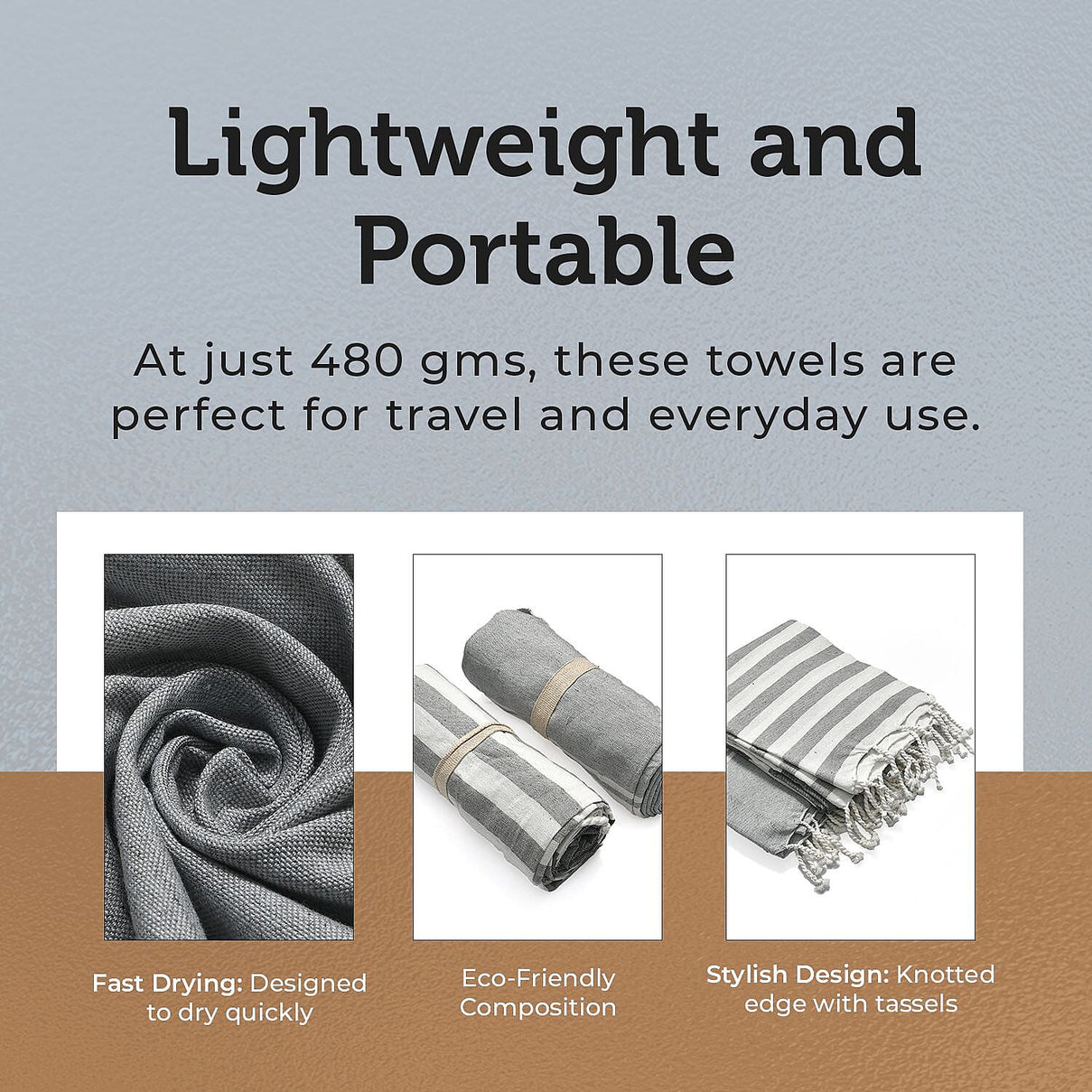 Cotton Stripe Towel (Size 90x170 cm) - Grey 7771722 5